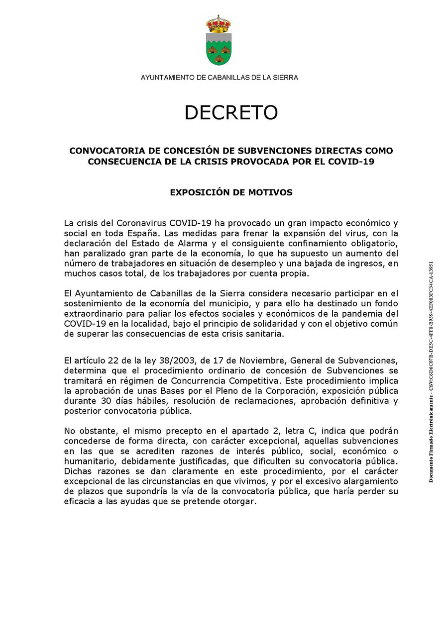 Decreto Subvenciones COVID 19 1