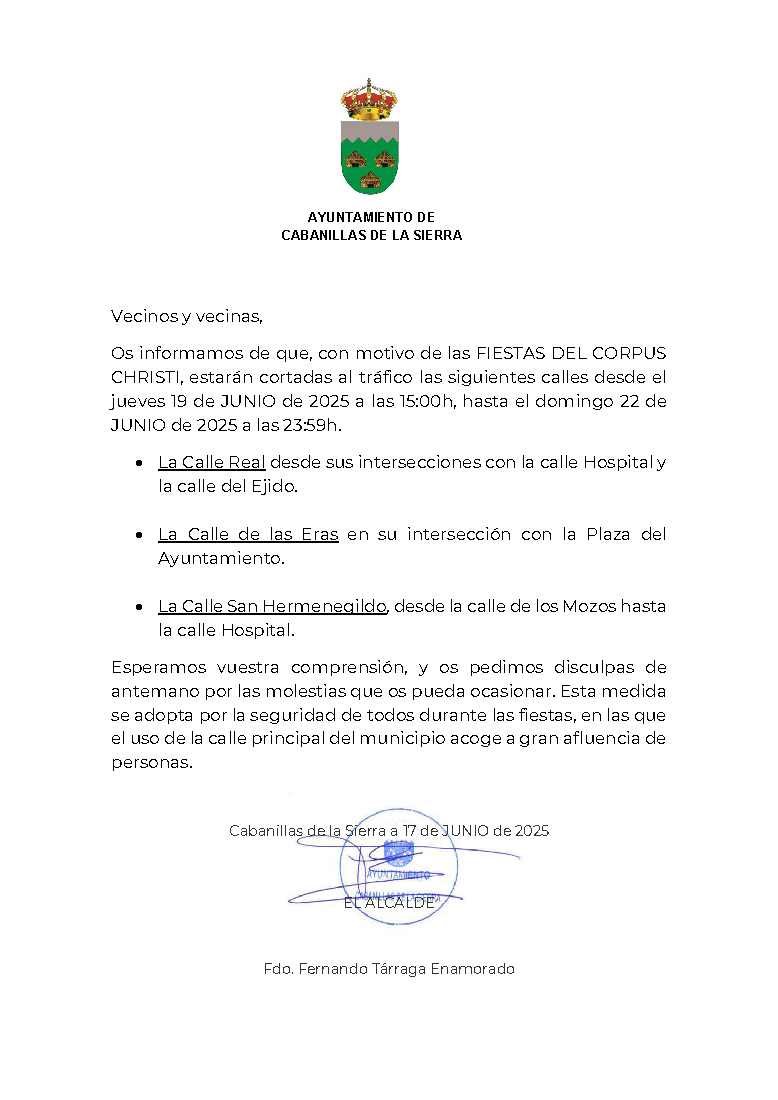 BANDO CORTE CALLES FIESTAS VERANO