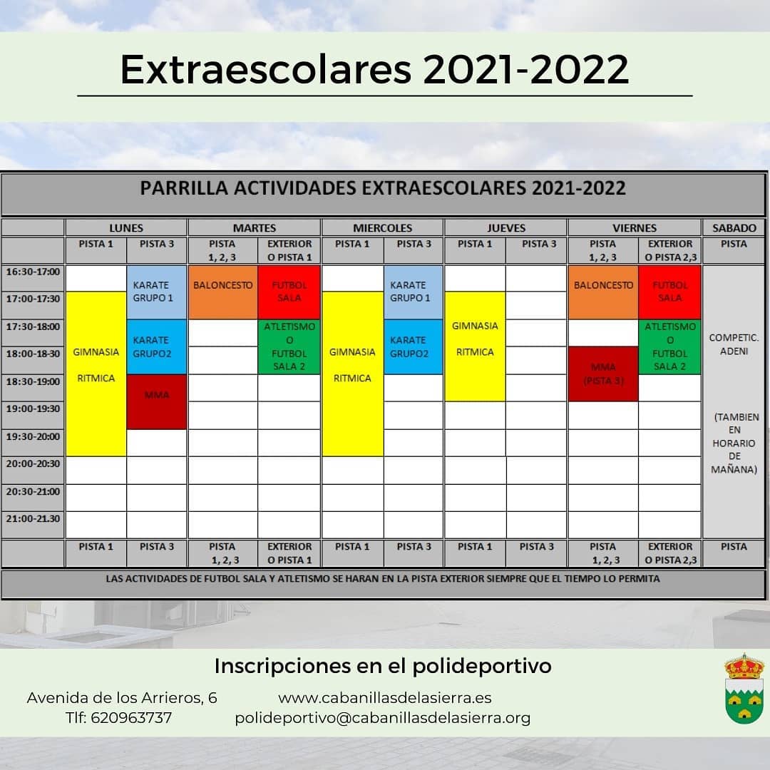 Parrilla extraescolares 2021 22