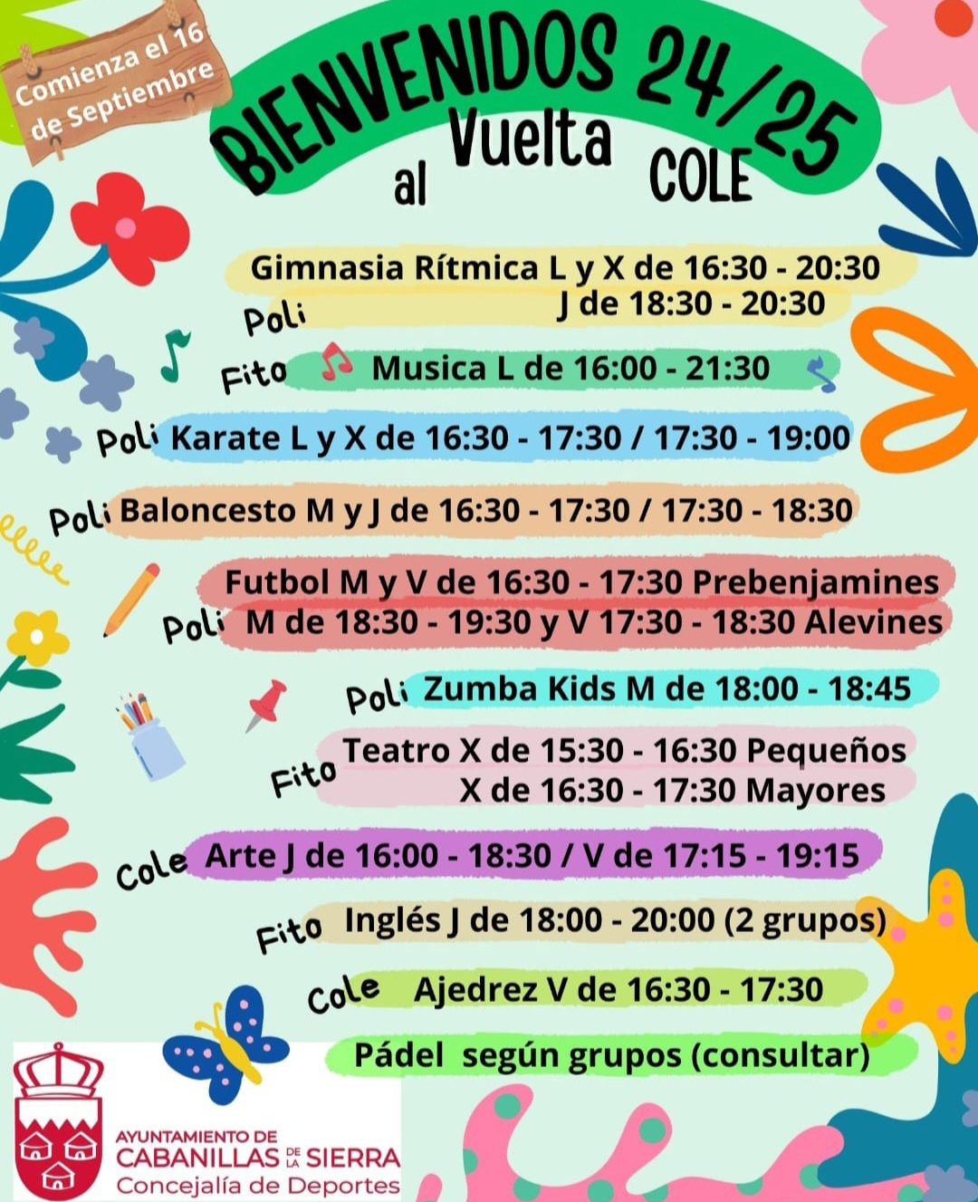 Actividades extraescolares Cabanillas 2024-2025